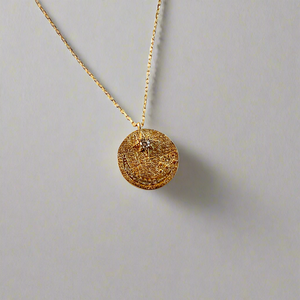 Moon and Star Coin Necklace | Sterling Silver