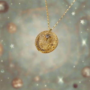 Moon and Star Coin Necklace | Sterling Silver