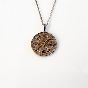 Compass Coin Necklace | Sterling Silver