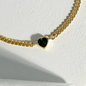 Amelia Bracelet Emerald | Heart Shaped | Gold Vermeil