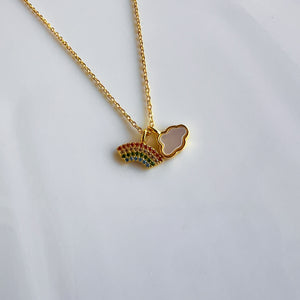 Rainbow and Cloud Necklace | Gold Vermeil