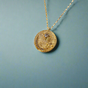 Moon and Star Coin Necklace | Sterling Silver