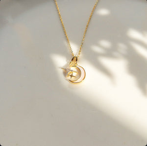 Moon and Stars Necklace | Gold Vermeil